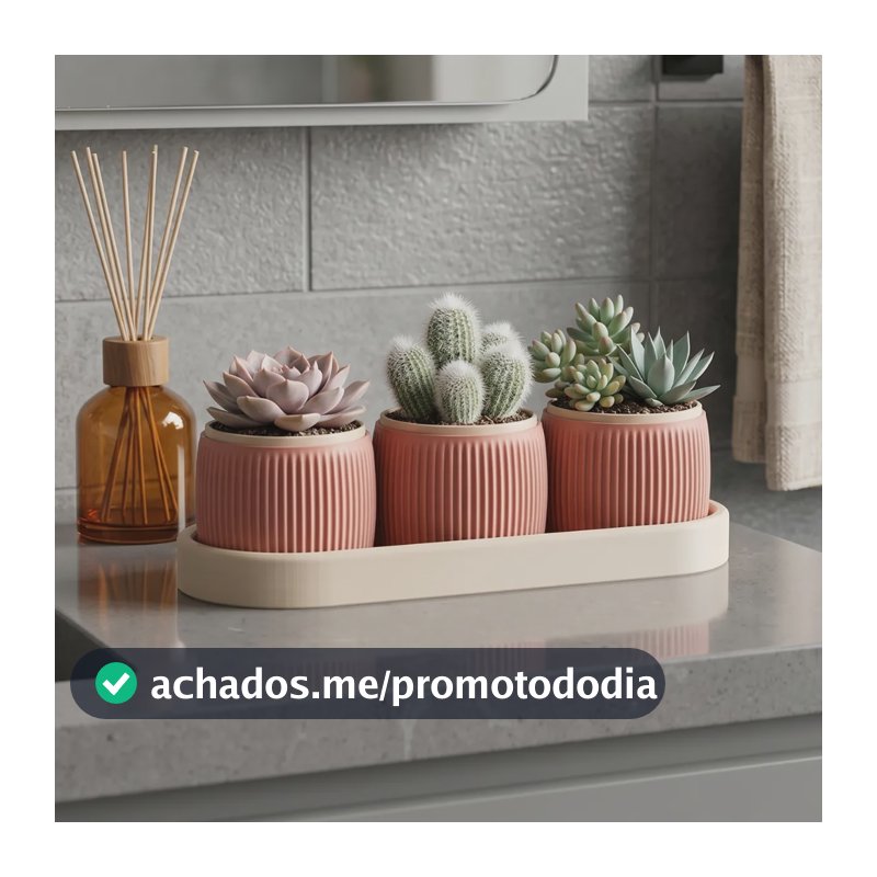 Vaso Cachepot Decoração Moderna Suculenta Planta Artificial Terracota