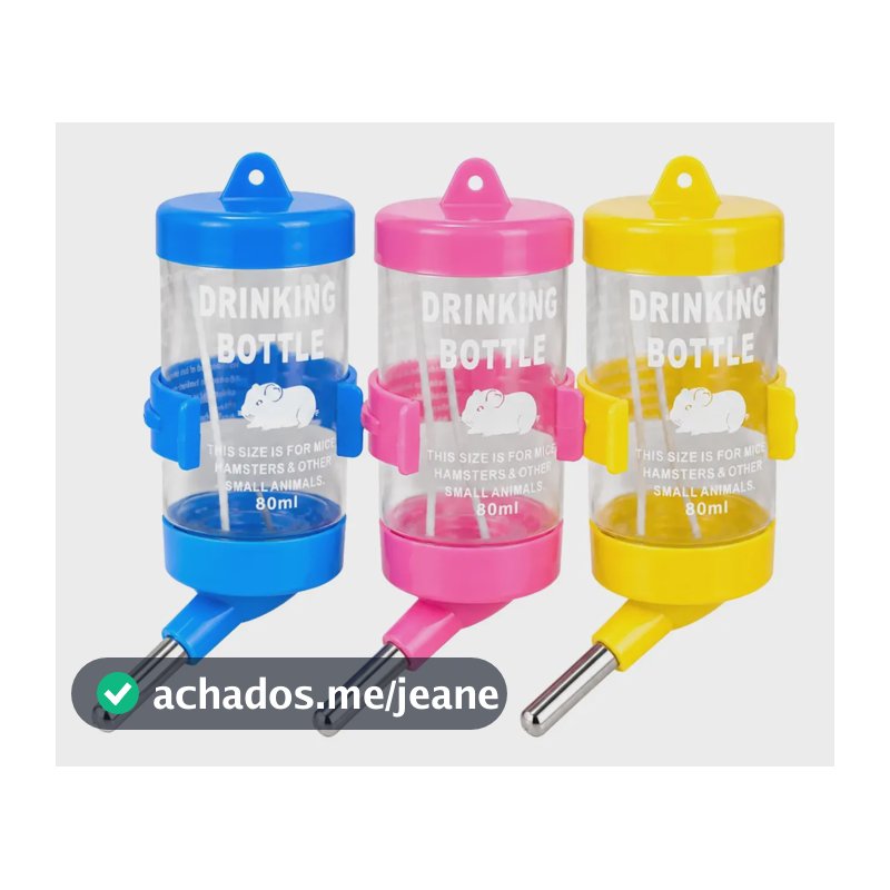 Bebedouro Hamster 80ml Bico Alumínio Automático Roedores Colorido