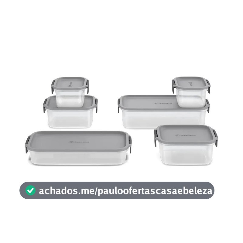 Electrolux Kit 6 Potes Herméticos De Plástico Cinza, 12,4l, Safelock, Empilhável e Modular