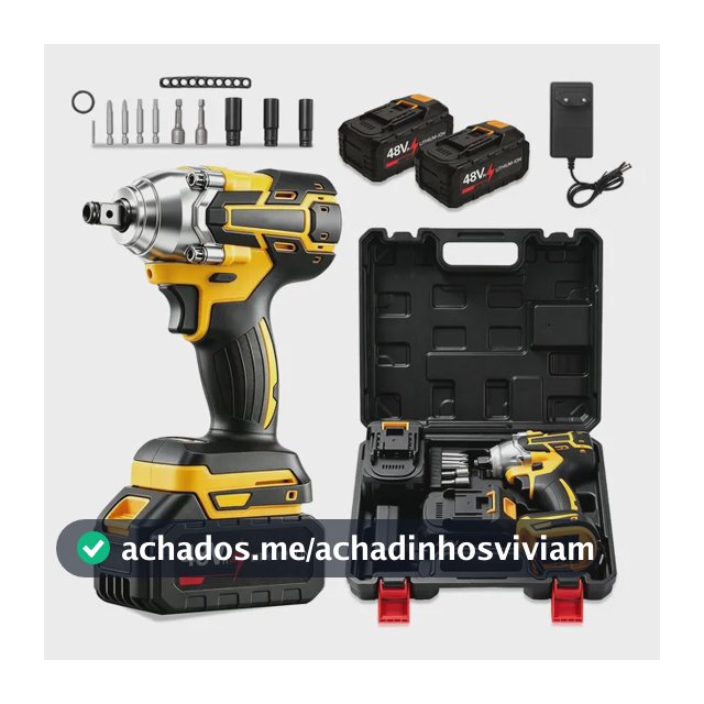Kit Chave Impacto 48v Alto Torque 2 Baterias 10 Células