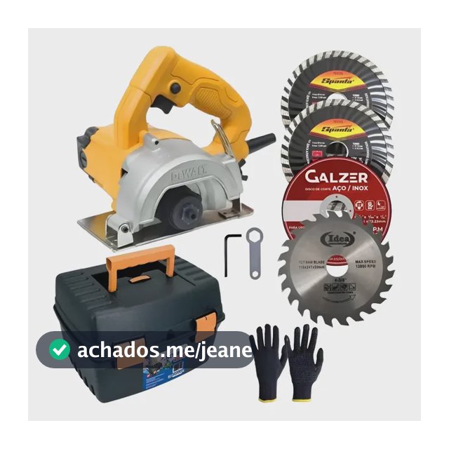 Serra Mármore 125mm 1400w Dewalt + Kit Maleta E Acessórios