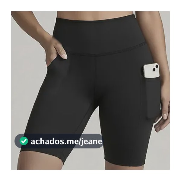Kit 2 Shorts Legging Feminino Bermuda Cintura Alta Com Bolso