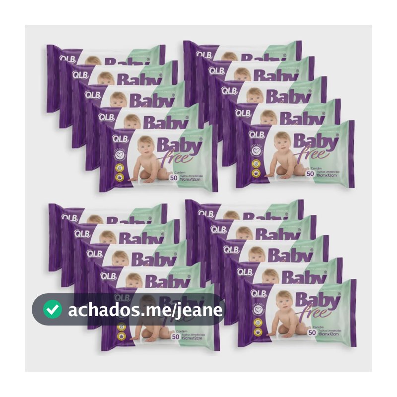 Kit 20 Pct Lenços/toalhas Umedecidos Baby Free Caixa 1000un