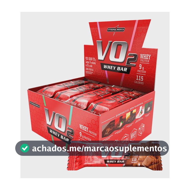 Suplemento Vo2 Whey Bar Chocolate 12 Unidades Integralmédica Chocolate