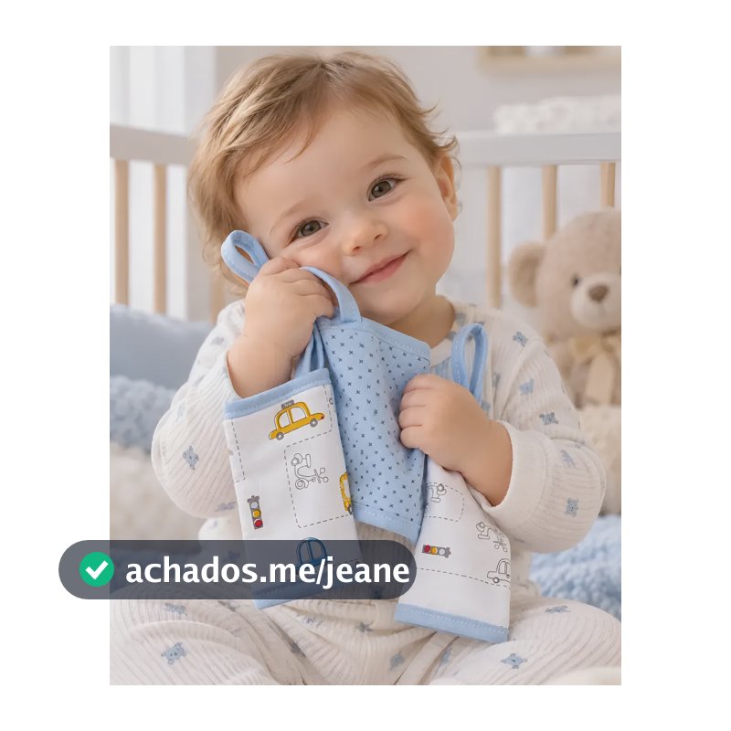 Paninho De Boca Papi Malhas Com Prendedor 03 Unidades Nuvem  Azul/ Carro