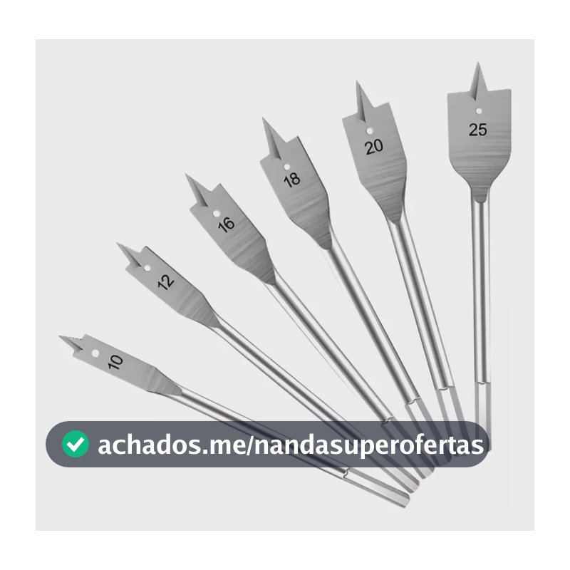 Jogo De Brocas Chata Para Madeira Kit 5un Fura Ajusta