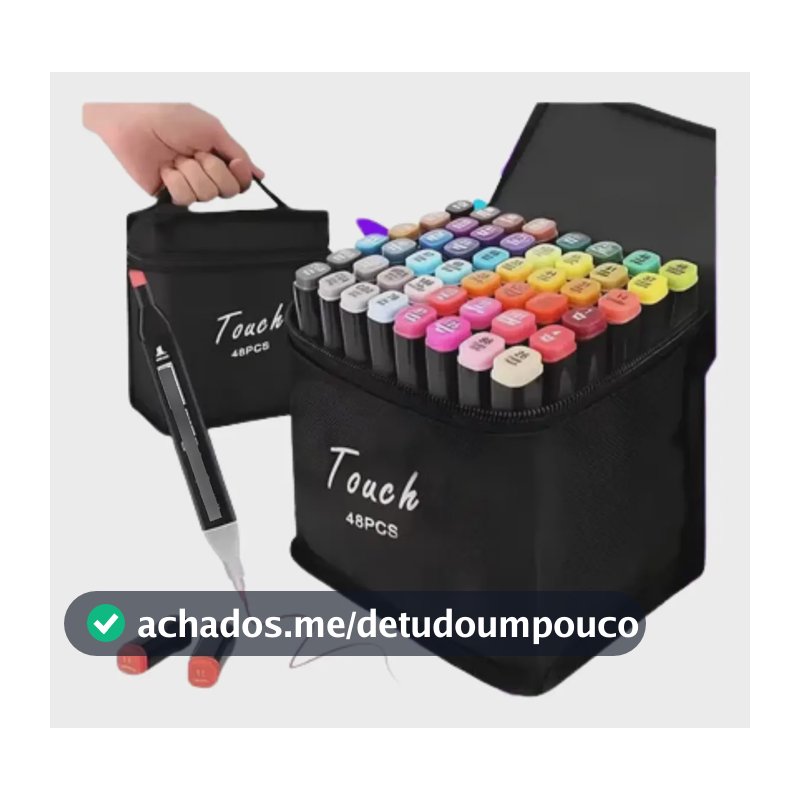 Kit Estojo Touch Canetas Ponta Dupla 48 Cores P/ Colorir
