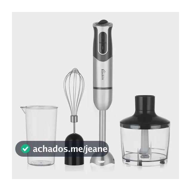 Mixer De Mão Portátil 8 Velocidades 3 Em 1 Inox 800w Kookin Knhb1008 Multifuncional Com Função Turbo E Lâminas Aprimoradas 2 Afiadas + 2 Reforçadas Em Aço Inox 304