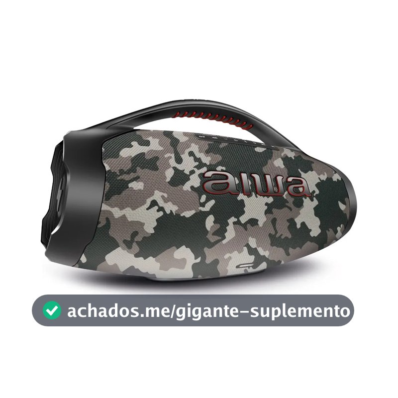 Caixa de Som Boombox Plus AIWA BBS-01-BG 200W Bluetooth 30H IP66 USB Cinza