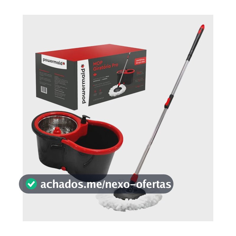 Mop Giratório Pro Com Centrífuga em Aço Inox Powermaid