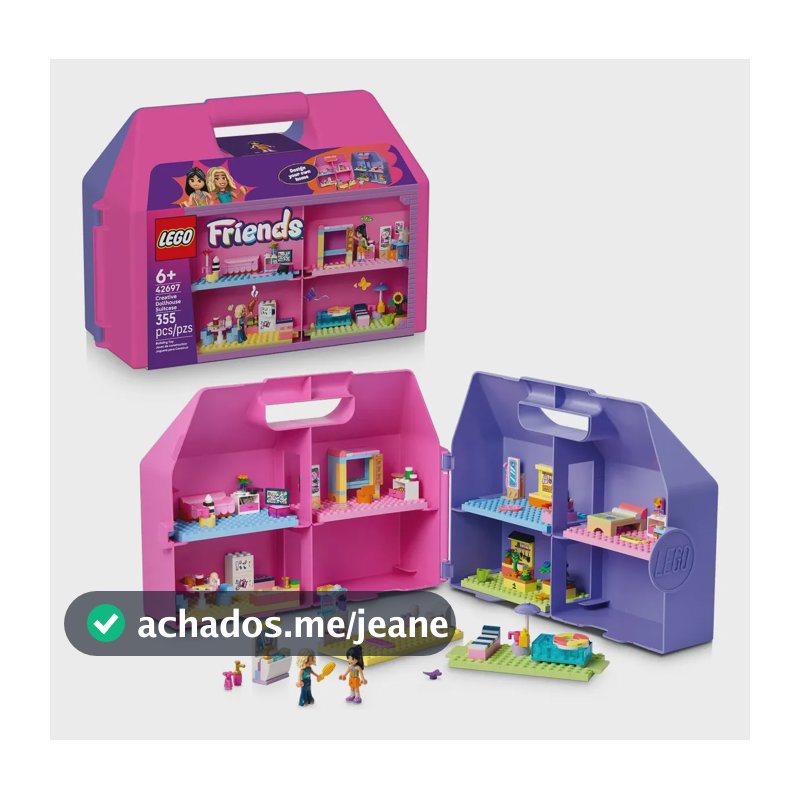 LEGO Friends Mala de Casa de Bonecas Criativa 42697; Brinquedo casa de bonecas portátil para criar histórias e brincar; Com 8 cômodos, móveis e acessórios; Presente para crianças; 6+