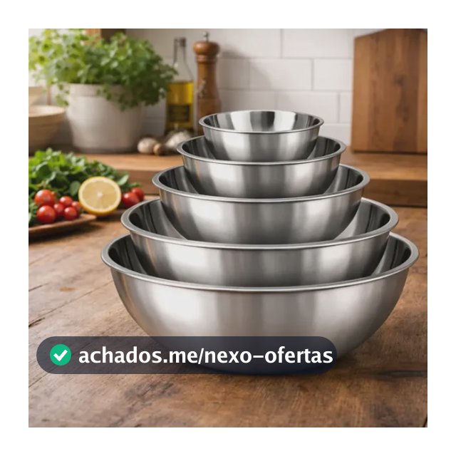 5 Tigelas Bowl Inox Com Medidor Multiuso Cozinha Misture, Meça E Prepare Receitas Com Precisão Profissional