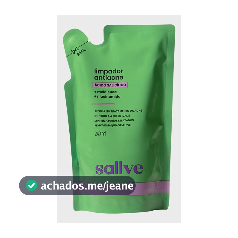 Refil Limpador Facial Antiacne Sallve 240ml Momento de aplicação Dia/Noite Tipo de pele Oleosa