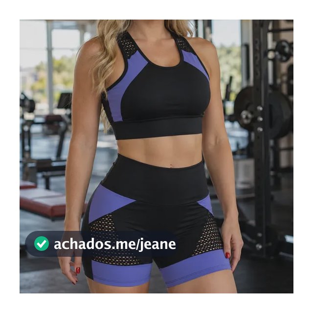Conjunto Fitness Feminino Top E Short Alta Performance Azulejo G - Veste 42 Ao 44