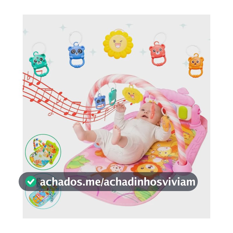 Tapete De Atividades Musical Bebê Piano Interativo Ginásio Cor Rosa