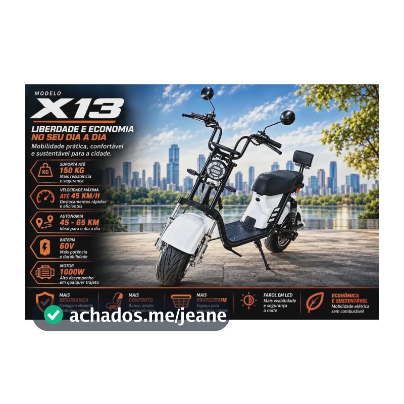 Scooter Elétrica X13 1000w 60v Bike Bluetooth Led Bicicleta Branco 15