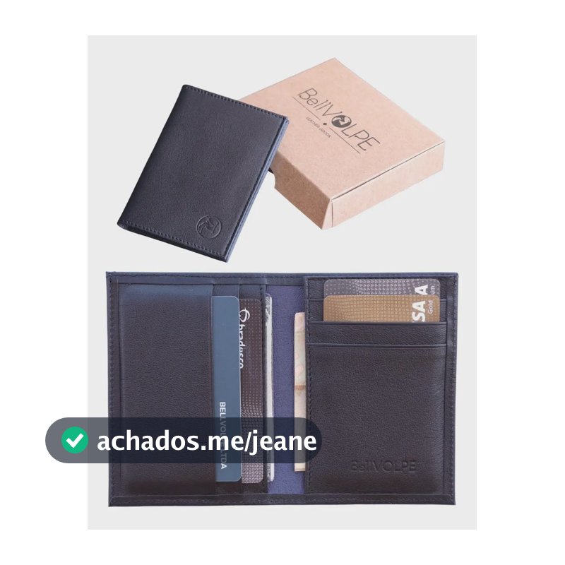 Carteira Masculina Feminina Slim Couro Legítimo Marca BellVOLPE Cor Preta