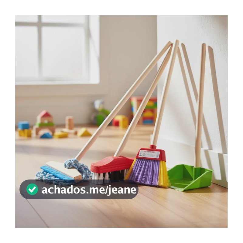 Kit Vassouras Rodo E Pazinha Limpeza Infantil 4 Peças
