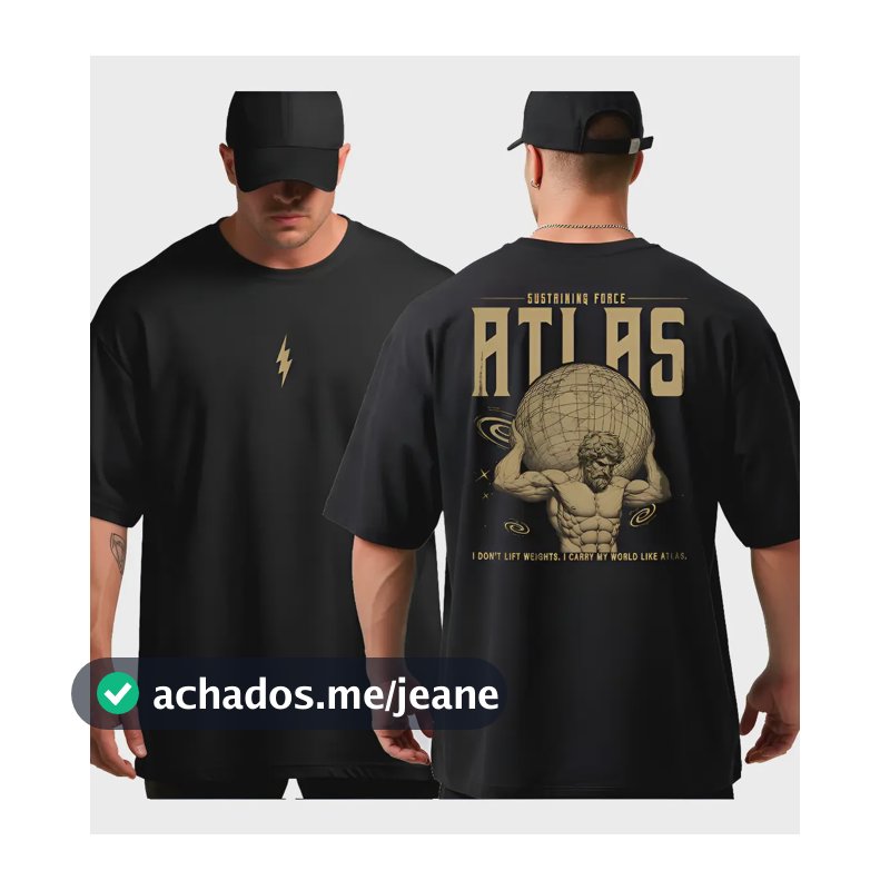 Camiseta Oversized Para Academia Atlas Musculação Algodão Preto G