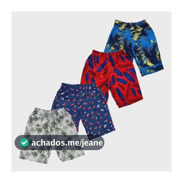 Kit 4 Short Infantil Menino D Elástico Estampado Praia Verão