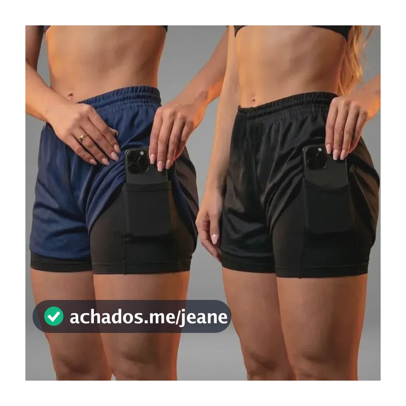 Kit 2 Short Duplo Compressão Fitness Bermuda Treino Feminino Sortidas-kit G
