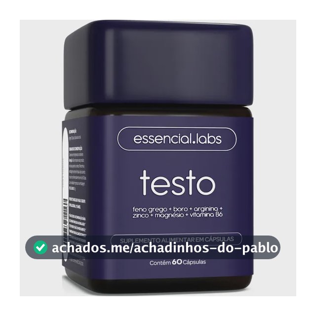 TESTO ESSENCIAL - Fórmula Exclusiva com Feno Grego + Boro + Arginina + ZMA + Vitamina B6 - 60 cápsulas
