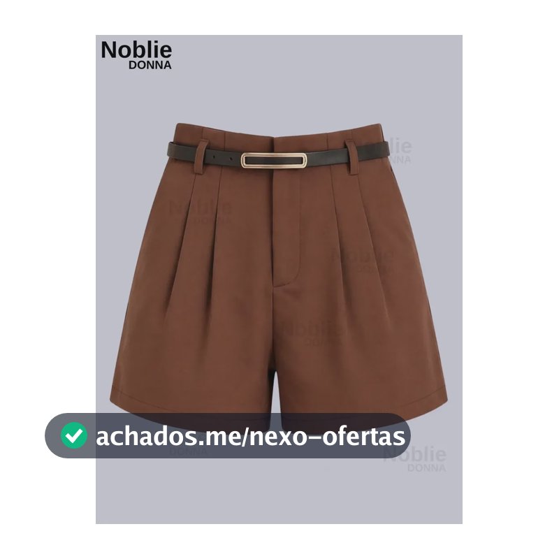 Short Alfaiataria Com Cinto Elegante Feminino Cintura Alta Marrom G