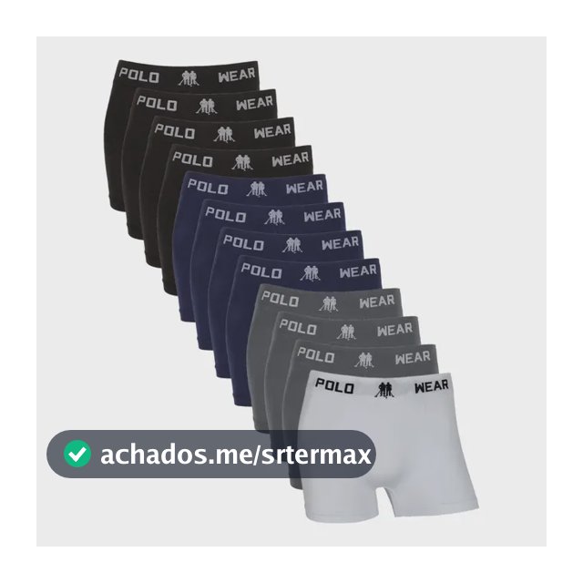 Kit Com 12 Cuecas Boxer Masculina Adulto Polo Wear Original