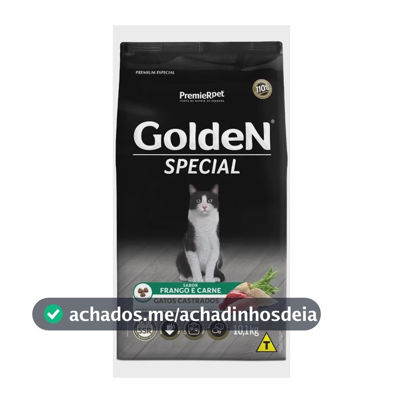 Racao Golden Gatos Special Castrados Sabor Frango E Carne 10.1 Kg