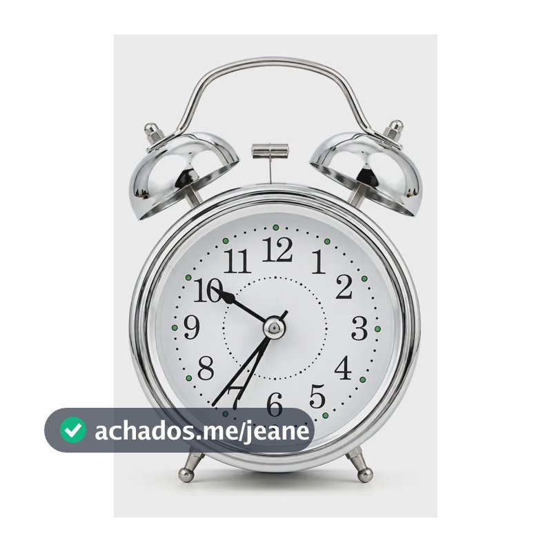 Relógio Despertador Retrô Vintage Analógico 2 Sinos Som Alto Prateado