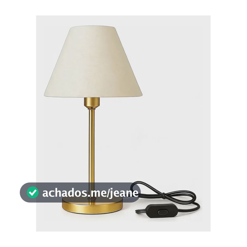 Abajur Elegante Com Base Dourada E Cúpula Em Tecido Branca Dourado Branc0 127/220v