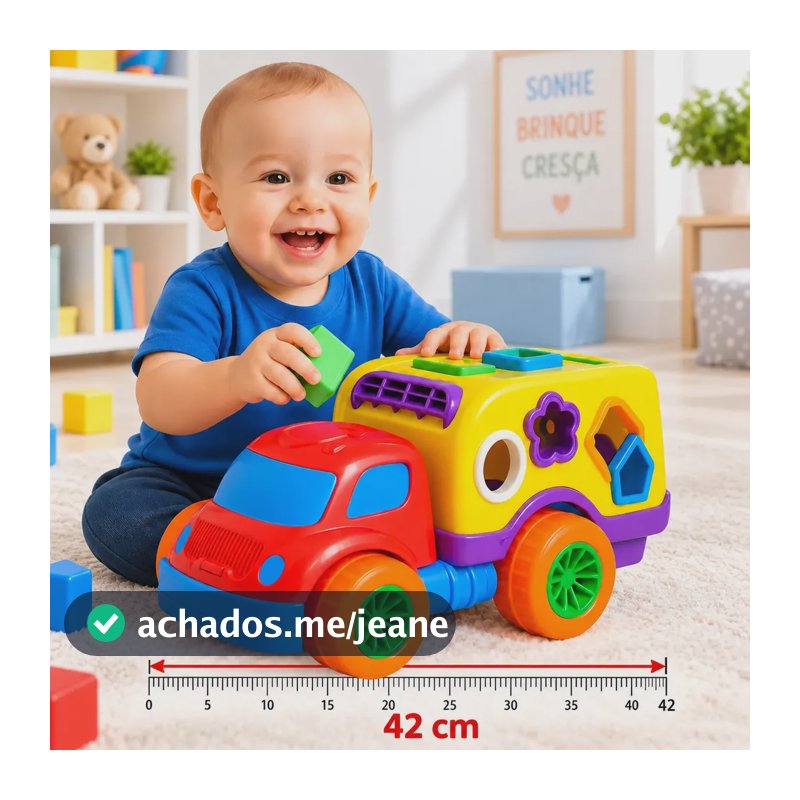 Caminhão Brinquedo Bebe Infantil Peças Encaixe Didático Pedagógico Educativo Blocos Montar Formas Geométricas FOGUETE WEB