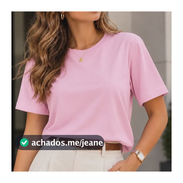 Camiseta T-shit Feminina Malha Peruana Básica Oversized Rosa Liso P