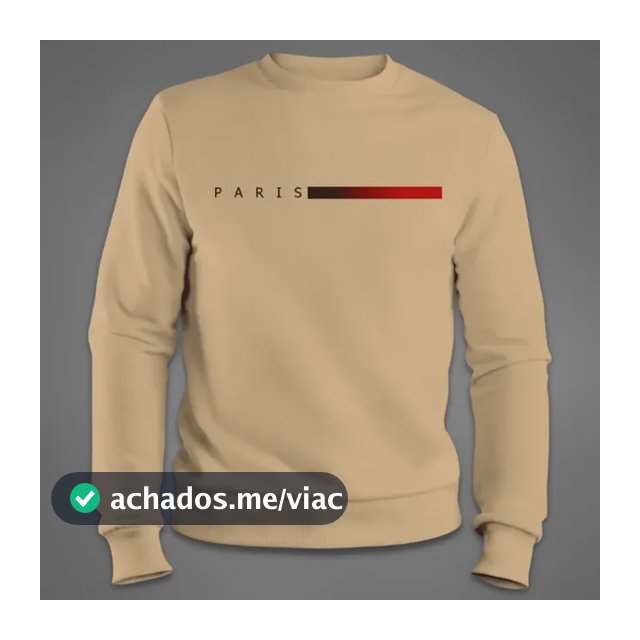Moletom Masculino Gola Redonda Flanelado Blusa Paris