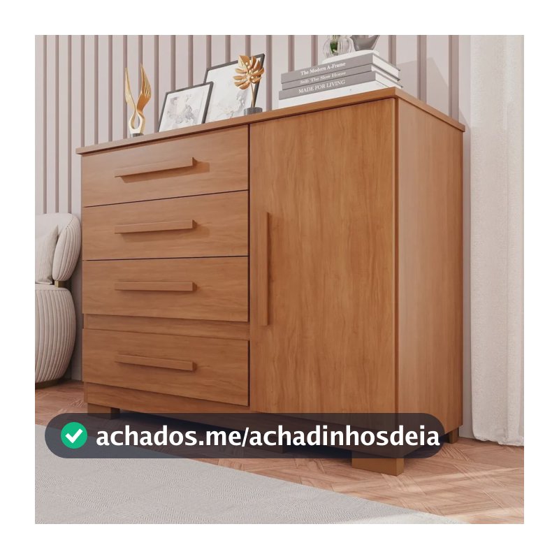 Cômoda Para Quarto 1 Portas 4 Gavetas Pérola Expresso Cinamomo