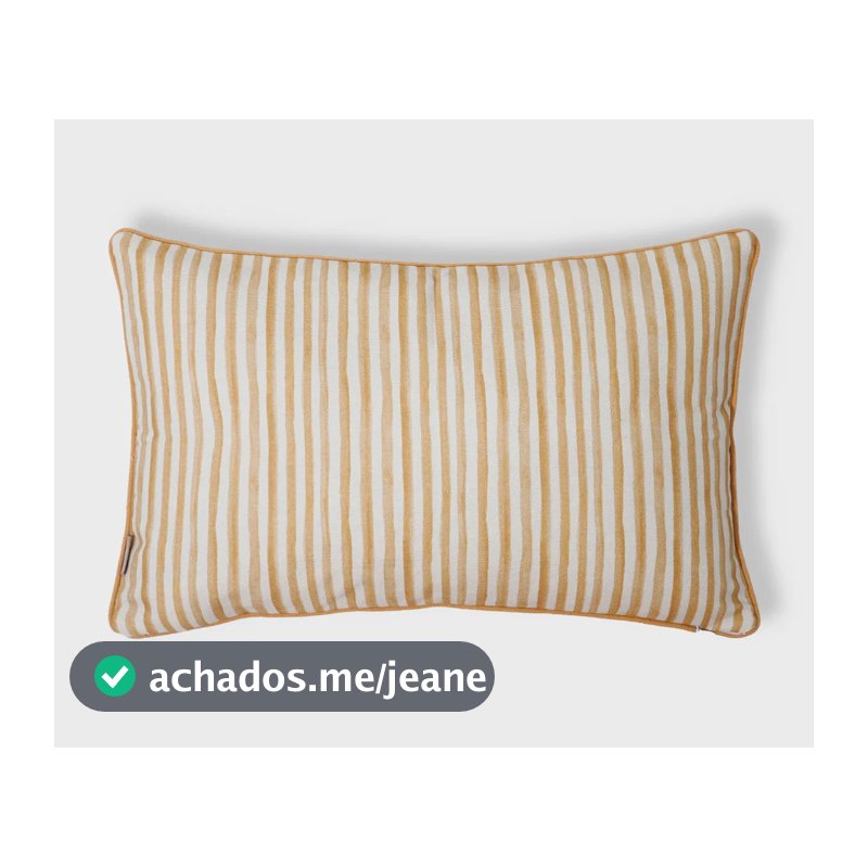 Capa De Almofada Retangular Cordonê Listras Sofia Amarela 100% Algodão 30x43cm