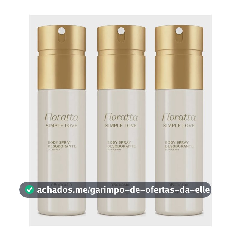 Combo Body Spray Floratta Simple Love 100ml Kit com 3 Unidades