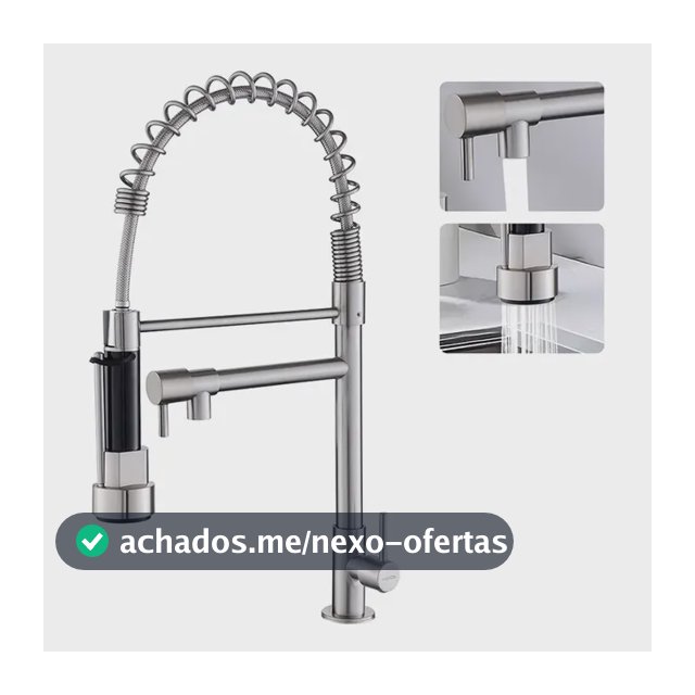 Torneira Cozinha Gourmet Bancada Flexível Luxo Para Cuba Pia Inox 304 Fria Cor Escovado Prateado Winda