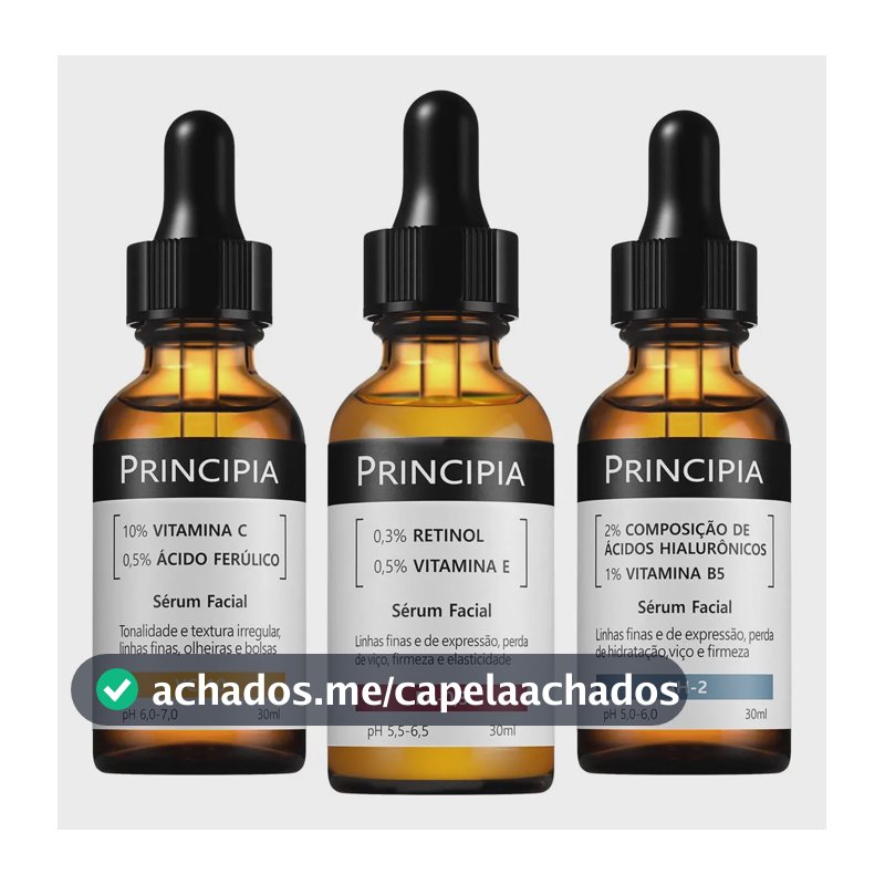 Principia Kit C/3 Séruns Vitamina C + Retinol + Hialurônicos