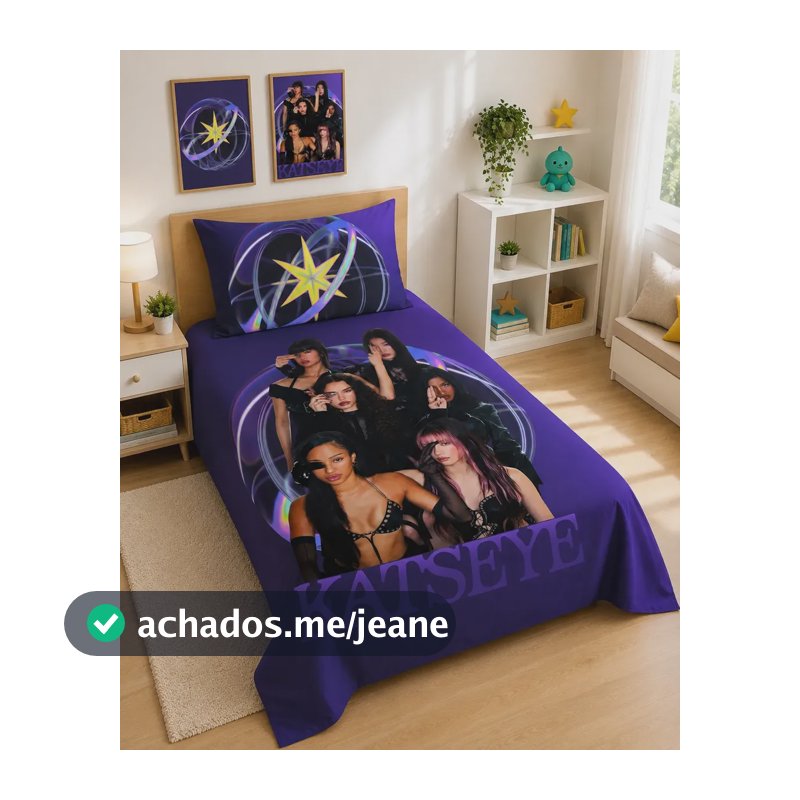 Jogo Lençol + Fronha Temático Infantil Kpop K-pop Katseye Roxo