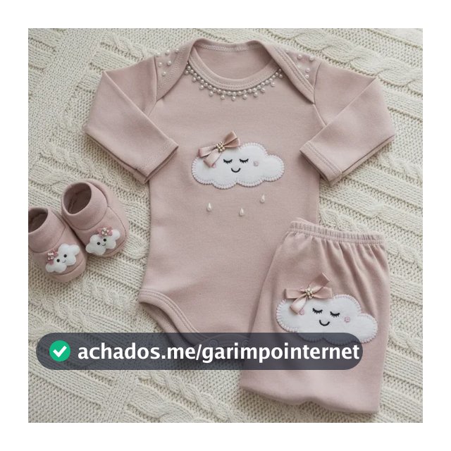Conjunto Body Manga Longa E Tapa Fralda Nuvem 3 Peças