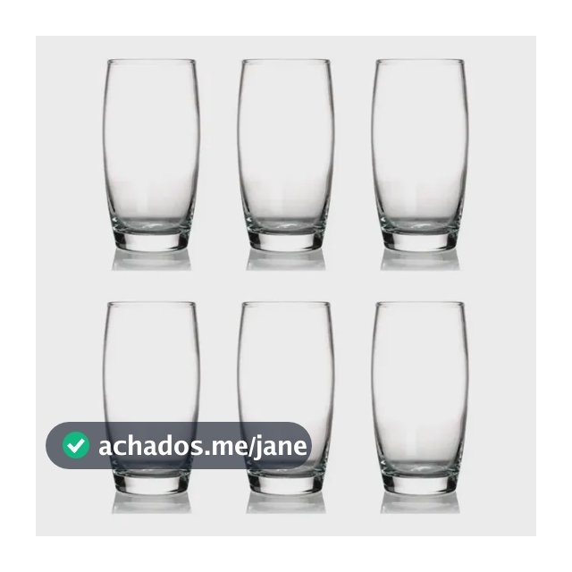 Kit 6 Copos Oca Nadir 300ml Vidro para Água e Suco