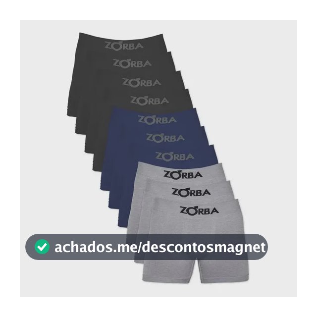 Kit 10 Cuecas Box Boxer Zorba Seamless Algodão Sem Costura