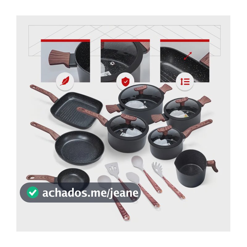 Jogo De Panelas Premium Com Revestimento Em Mármore Antiaderente 13 Peças Preto Yikasa