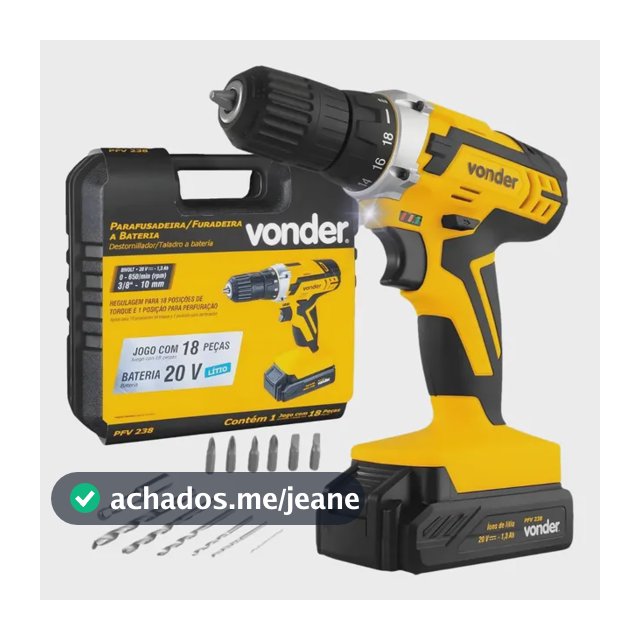 Parafusadeira e Furadeira A Bateria PFV238 Bivolt Completa Com Maleta de Transporte e Acessórios - Vonder