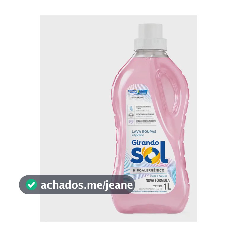 Sabão Líquido Girando Sol Lava Roupas Hipoalergênico Enzimas 1L