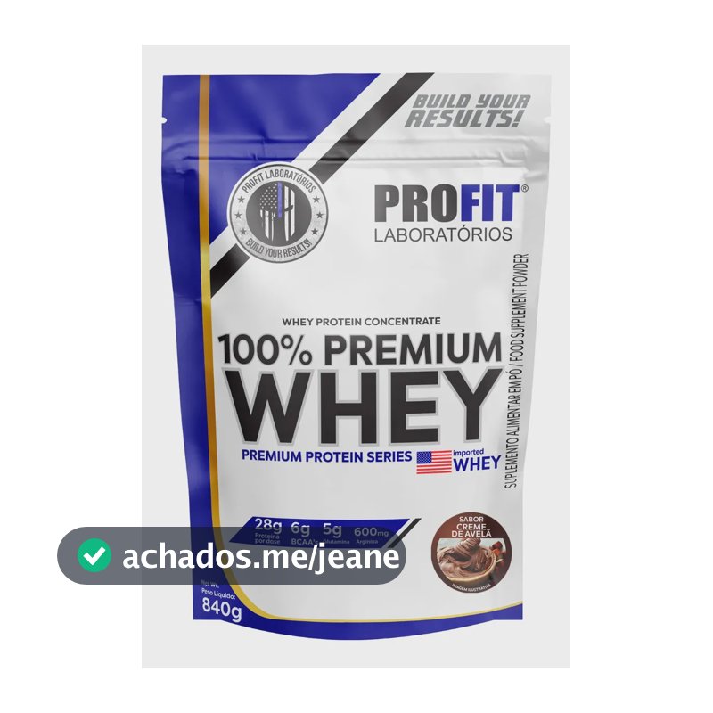 Whey Protein 100% Concentrado Premium 840g Profit Sabor Creme de Avelã