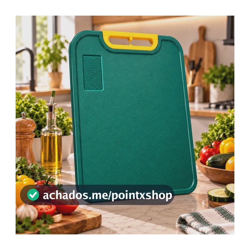 Tábua de Corte Antibacteriana para Cozinha, de Polietileno com Antiderrapante e Alça, 40"x30"