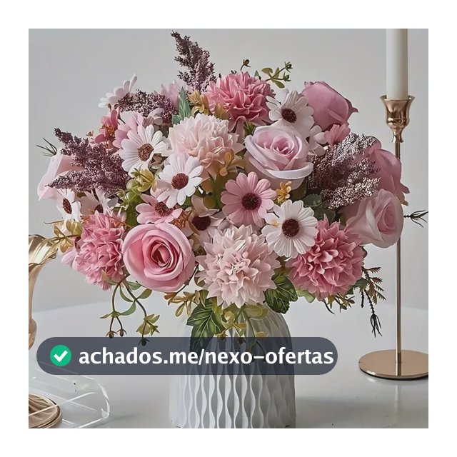 Arranjo Floral Artificial Decorativo Em Vaso Rosa