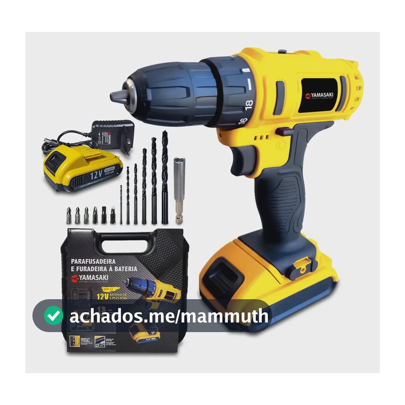 Parafusadeira E Furadeira 12v À Bateria + Maleta Acessórios Amarelo 12v 60 Hz
